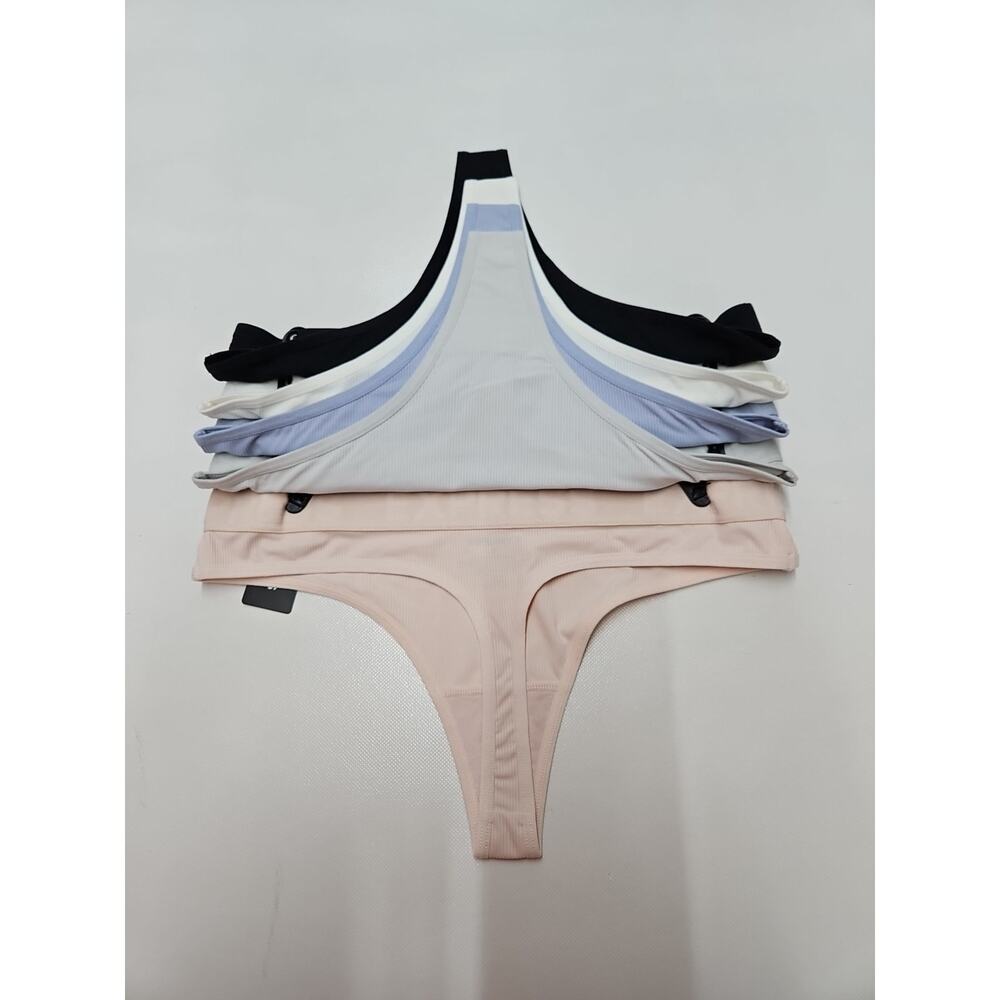 Express Woman's Soft Rib Thong Small Multicolor 5 Pack - Picture 8 of 9